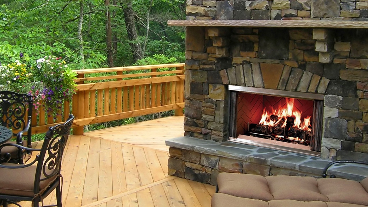 wooden fire place